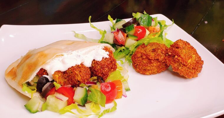 Perfect Homemade FALAFEL with Fresh Cucumber Salad & Creamy Yogurt Sauce